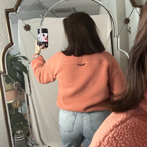 Madewell Fleece Quilted-Pocket Popover Jacket in Rose Dust Size XS - Picture 2 of 5